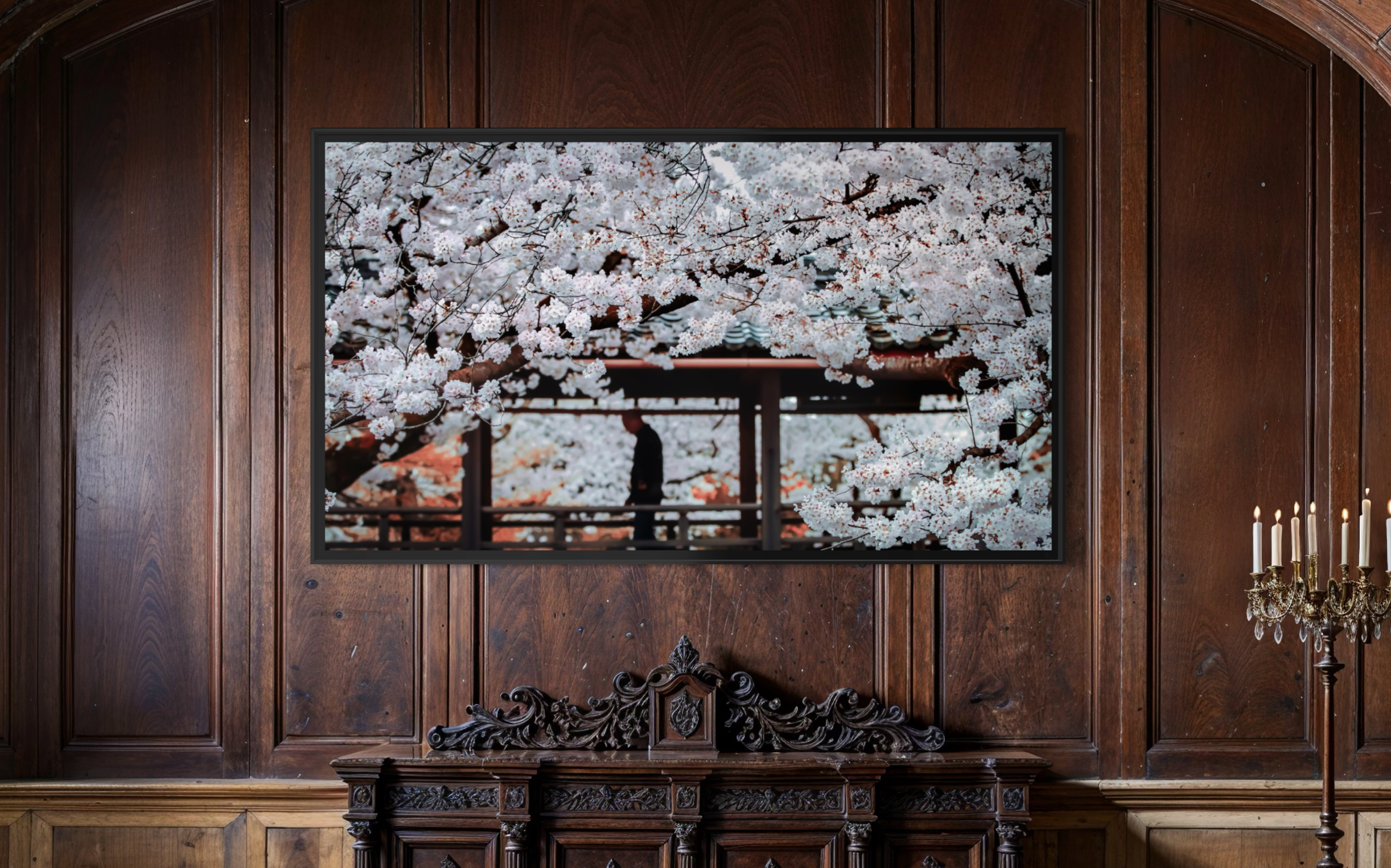 望著櫻花<br /> 種種往事都回到心中<br />Gazing at the Cherry Blossoms,<br /> So Many Memories Return<br />